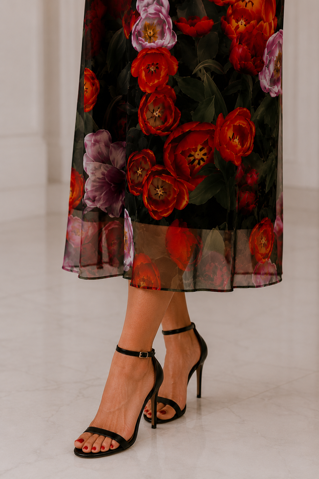 Daniela Maxi (White Lining) Dress - Tulips