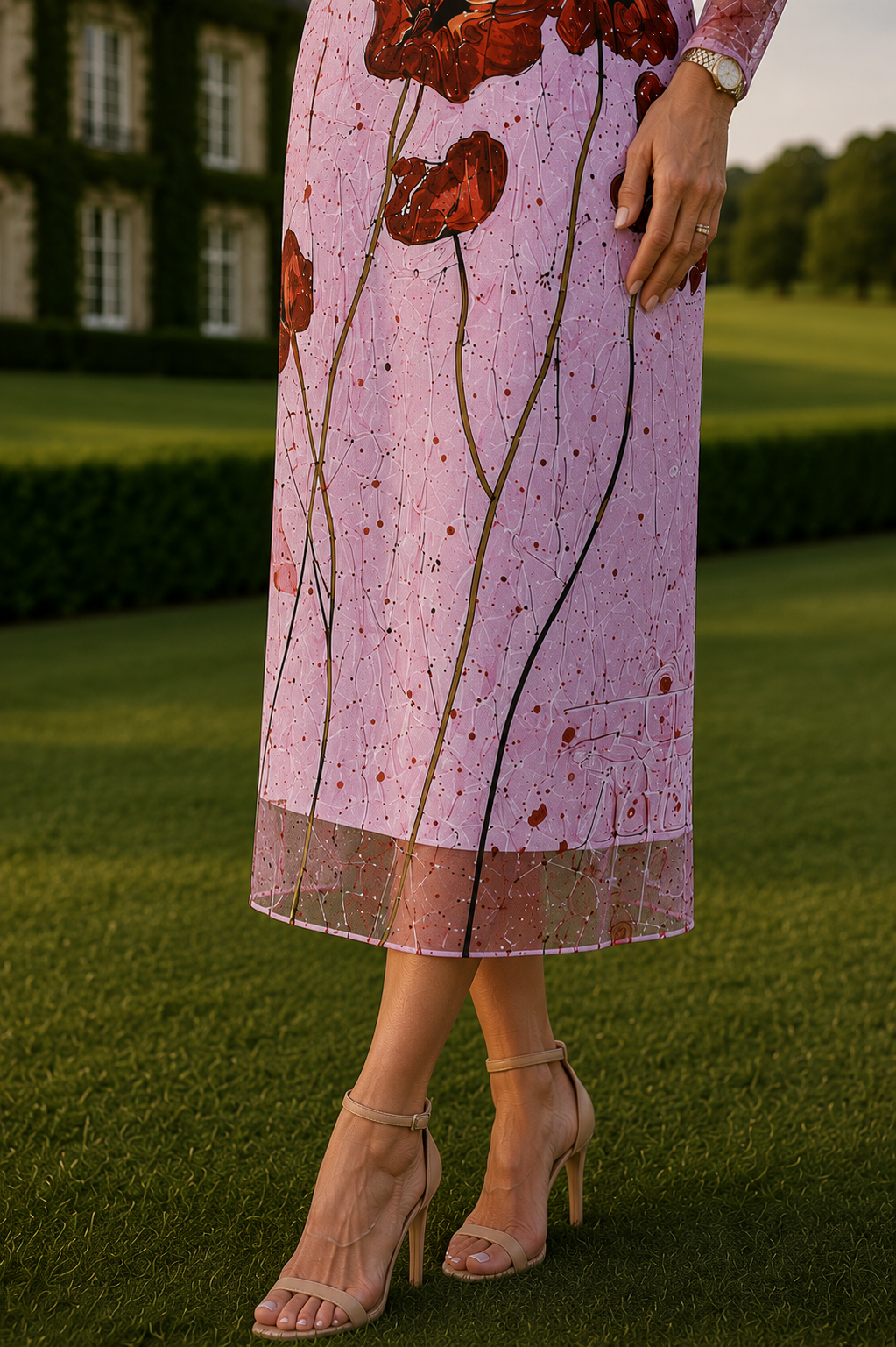 Daniela Maxi (White Lining) Dress - Pink Poppi