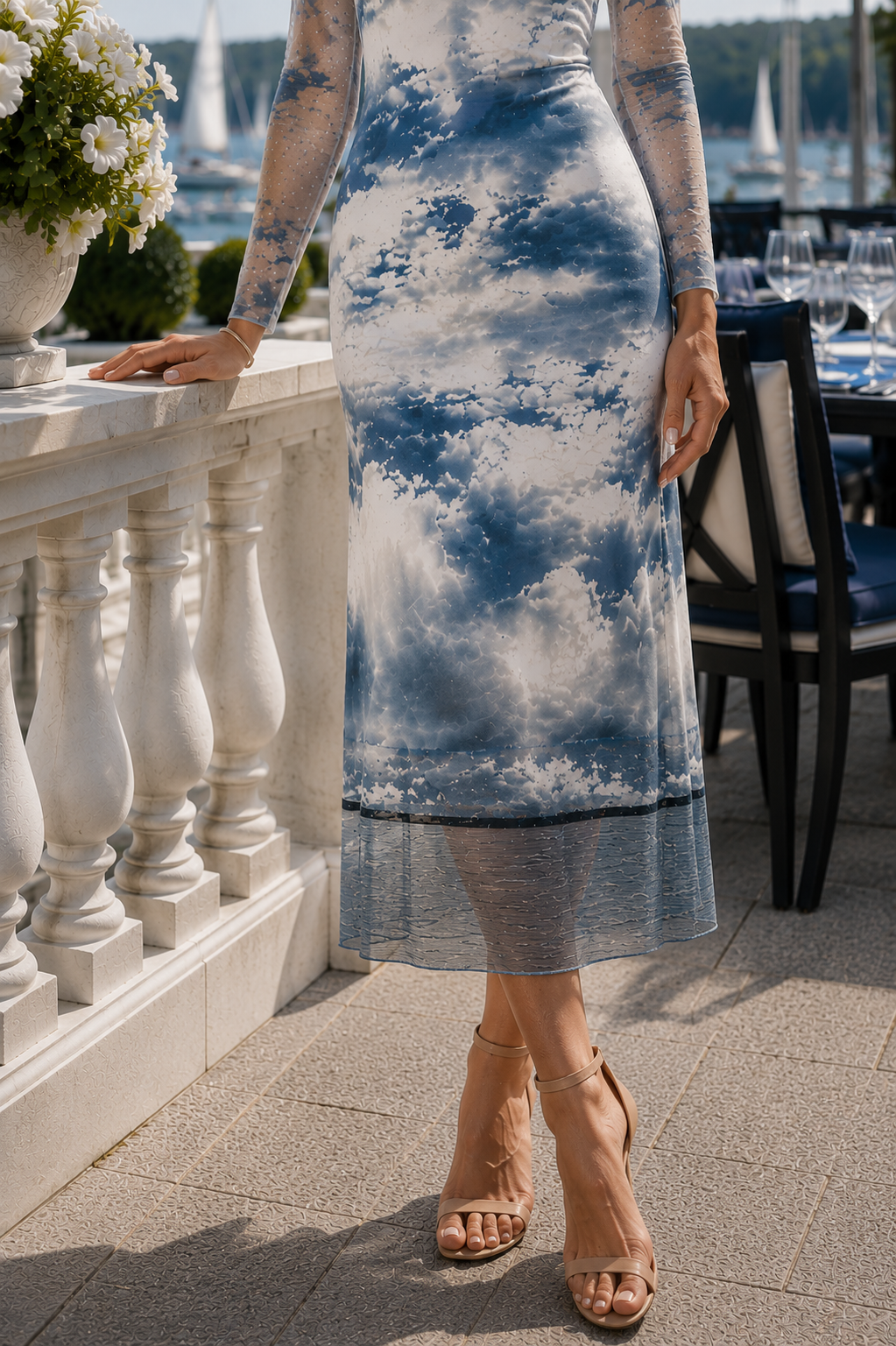 Daniela Maxi (White Lining) Dress - Bay Moon