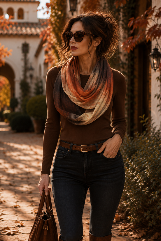 Nora (Sweater Knit) Infinity Scarf - Sunset at Longboat Key