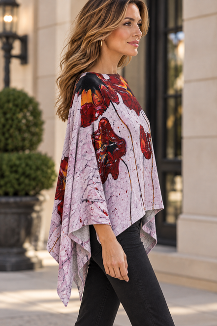 Ava Poncho (Sweater Knit) - Pink Poppi