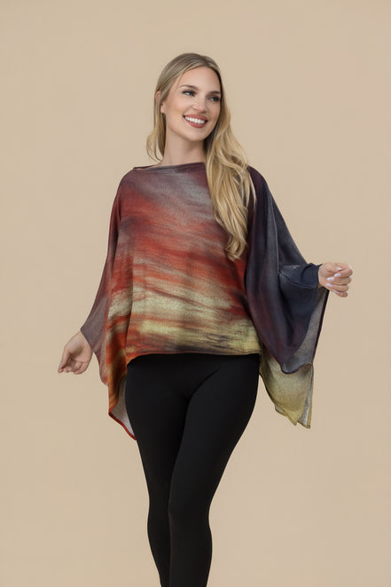 Ava Poncho (Sweater Knit)- Sunset at Longboat Key