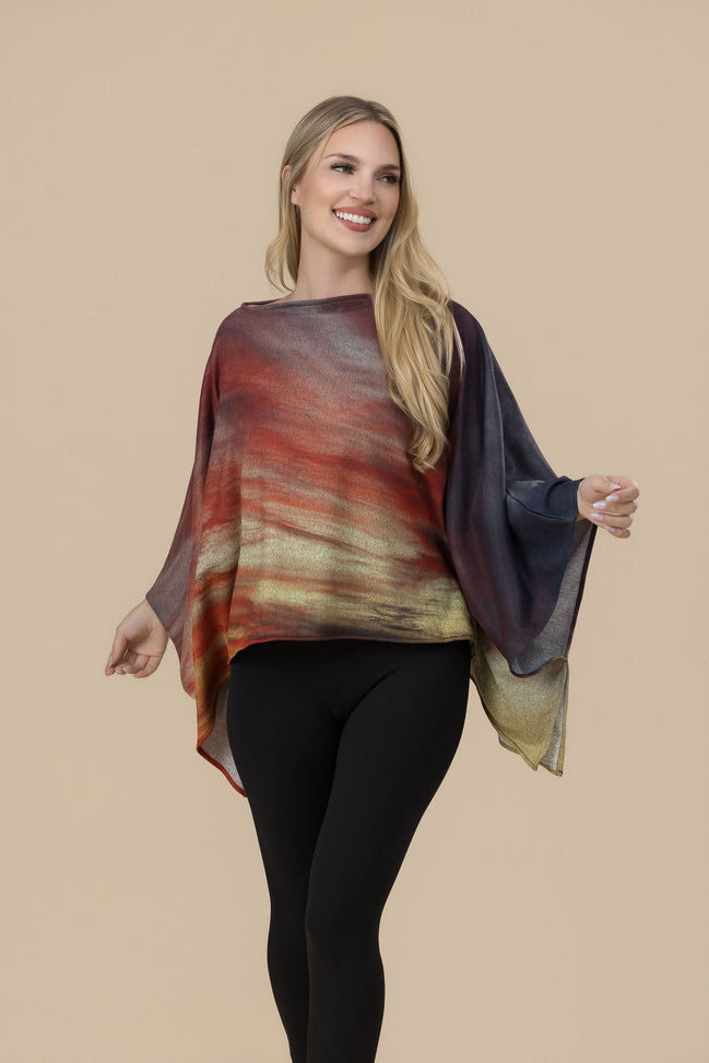 Ava Poncho (Sweater Knit)- Sunset at Longboat Key