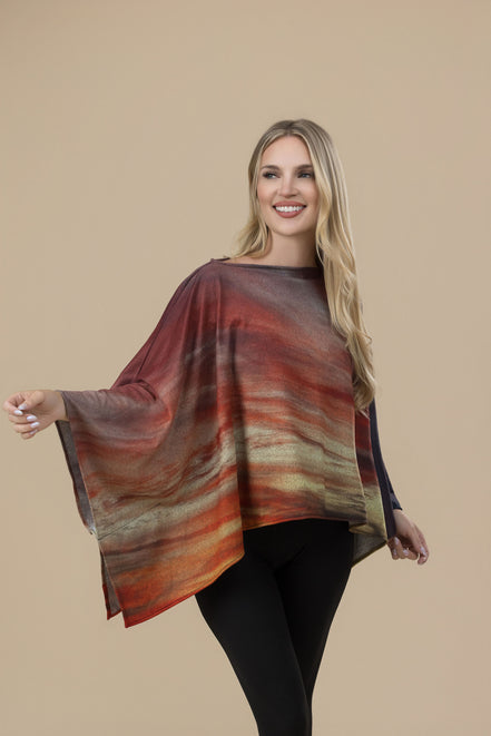 Ava Poncho (Sweater Knit)- Sunset at Longboat Key