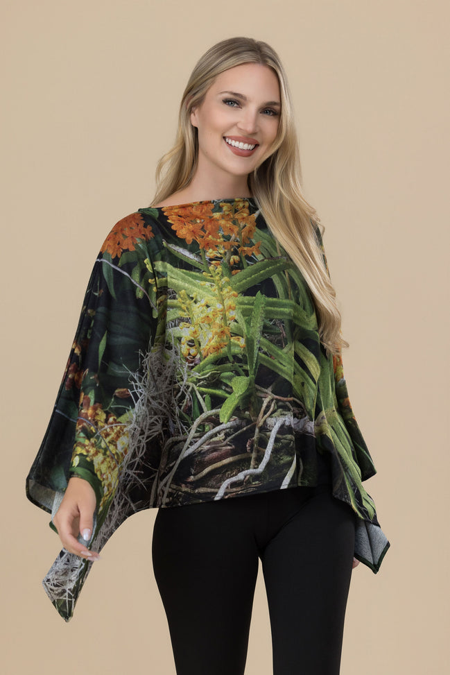 Ava Poncho (Sweater Knit) - Luscious Tangerine