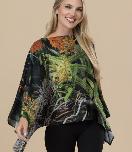 Luscious Tangerine Ava Poncho Sweater Knit