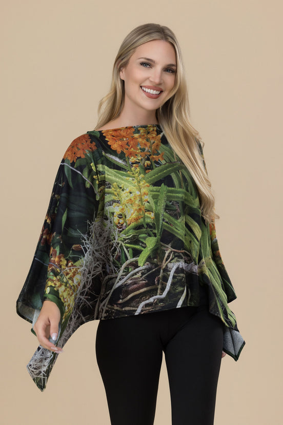 Luscious Tangerine Ava Poncho Sweater Knit