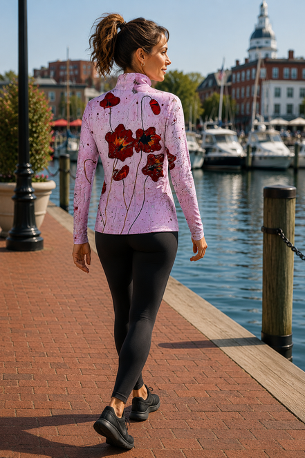 Jamie (Black Zipper) Top - Pink Poppi