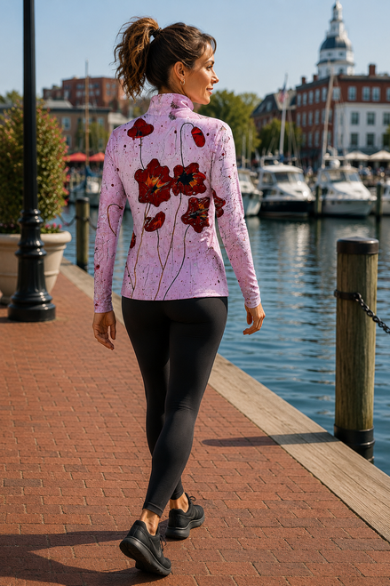 Jamie (Black Zipper) Top - Pink Poppi