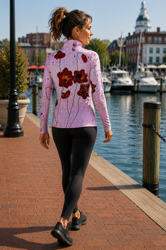 Jamie (Black Zipper) Top - Pink Poppi
