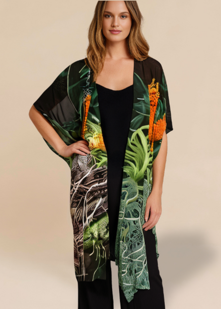 YK Kimono Wrap - Luscious Tangerine