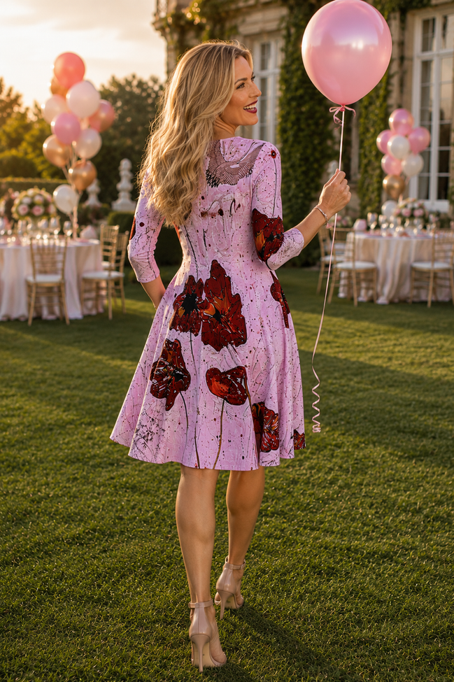 Laura Flare Dress - Pink Poppi