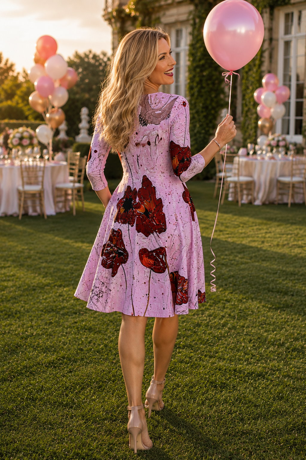 Laura Flare Dress - Pink Poppi