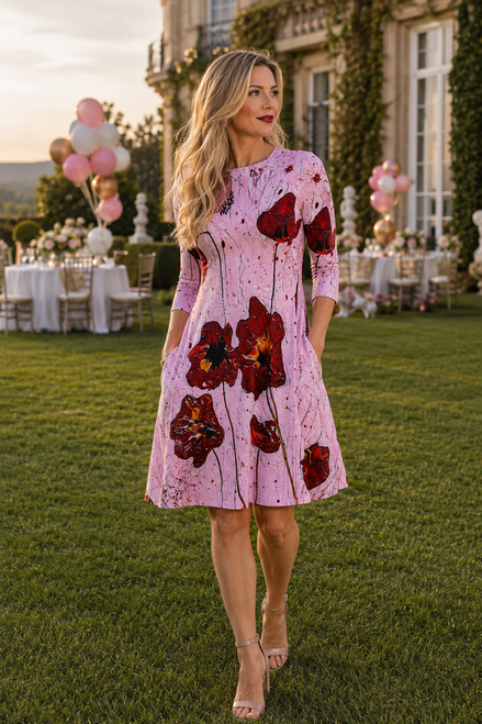 Laura Flare Dress - Pink Poppi