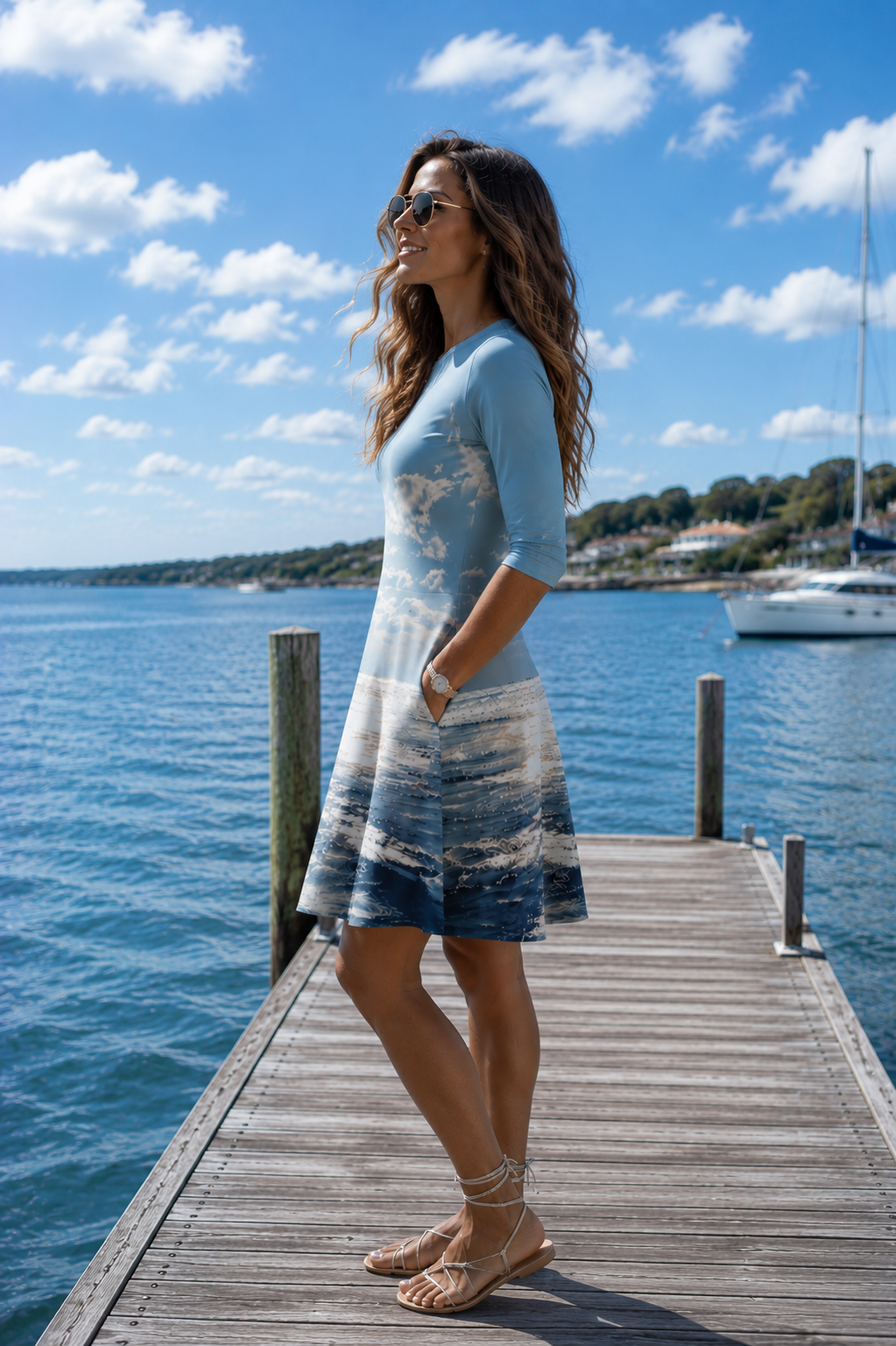 Laura Flare Dress - Birds at Sunrise
