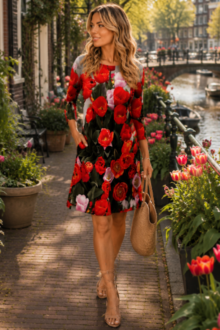 Laura Flare Dress - Tulips
