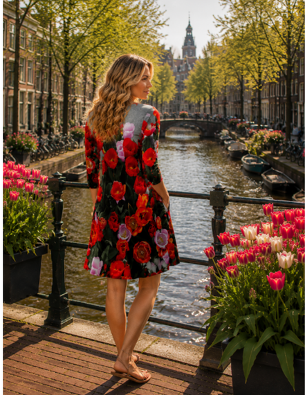 Laura Flare Dress - Tulips