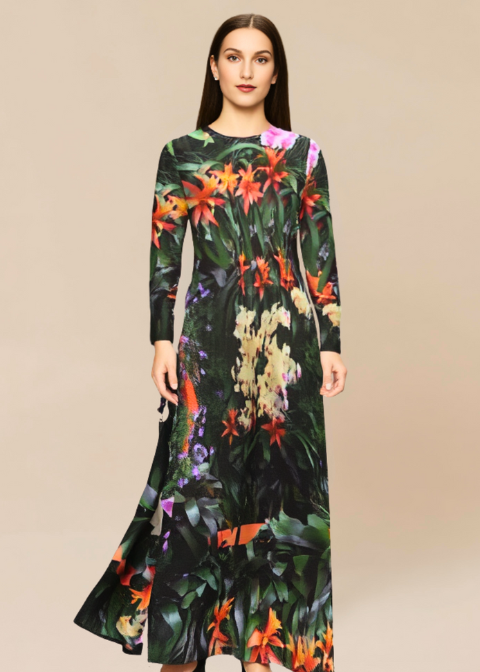 Vestido largo Liliana - Flores en abundancia