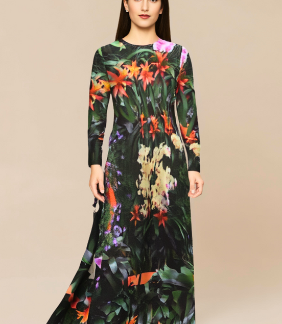 Vestido largo Liliana - Flores en abundancia