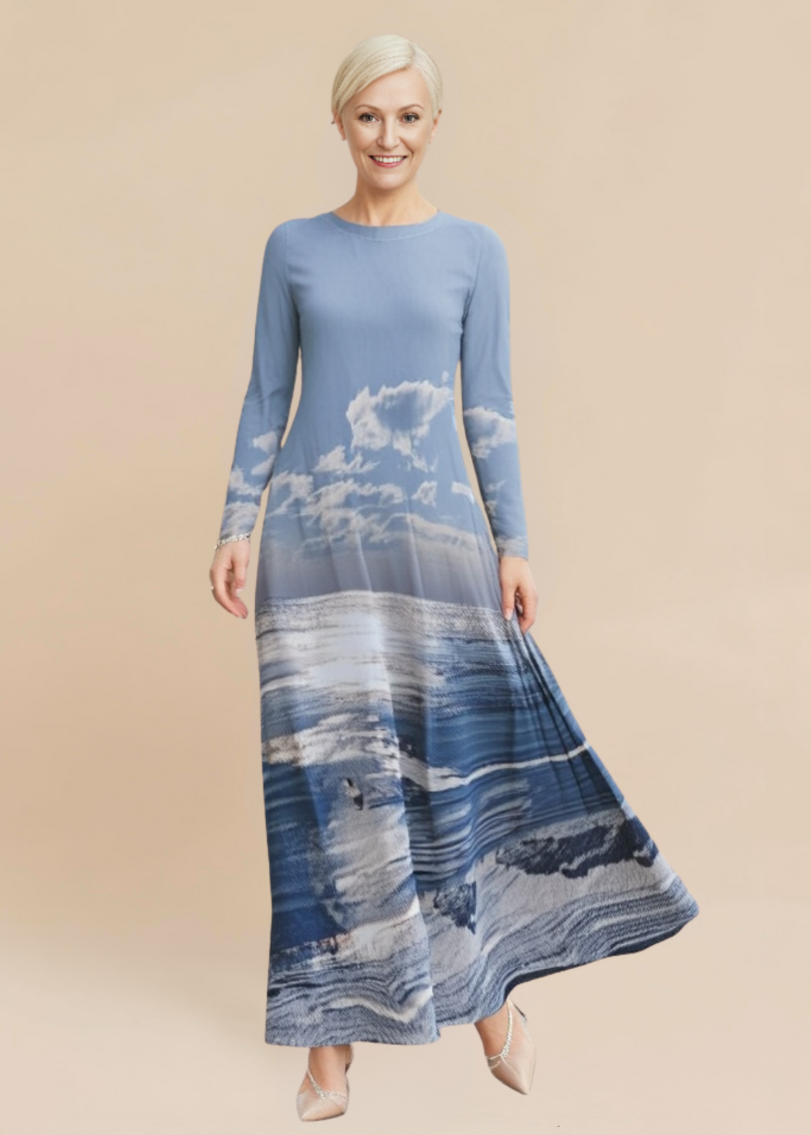 Vestido largo Liliana - Pájaros al amanecer