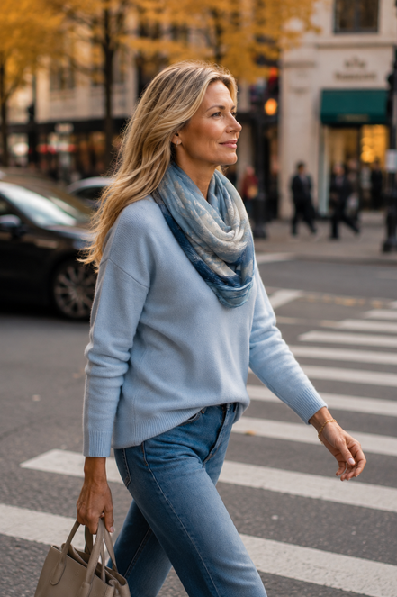 Nora (Sweater Knit) Infinity Scarf - Birds at Sunrise