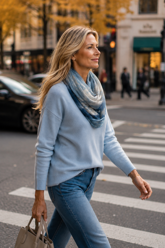 Nora (Sweater Knit) Infinity Scarf - Birds at Sunrise