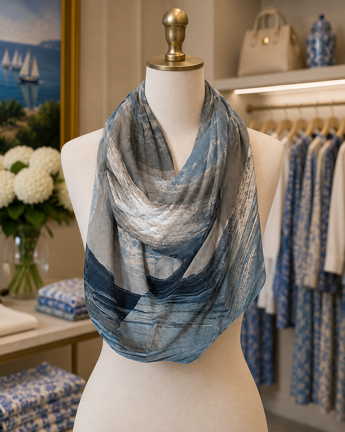 Nora (Sweater Knit) Infinity Scarf - Birds at Sunrise
