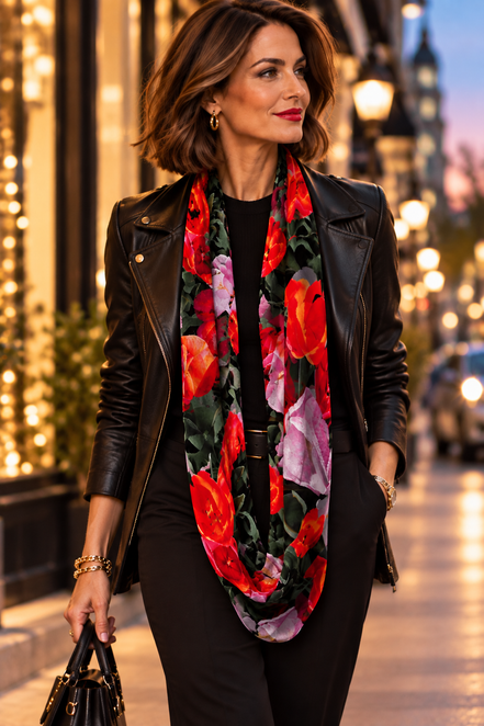 Nora (Sweater Knit) Infinity Scarf - Tulips