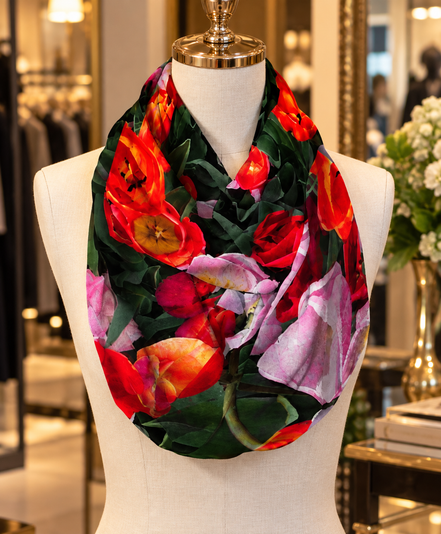 Nora (Sweater Knit) Infinity Scarf - Tulips