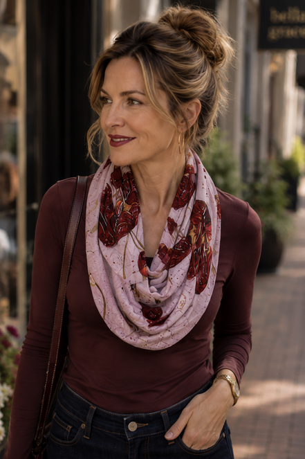 Nora (Sweater Knit) Infinity Scarf - Pink Poppi
