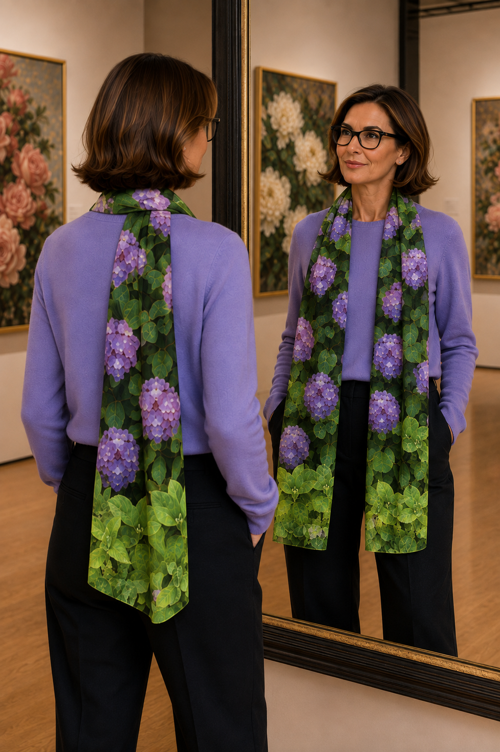 Vivienne In Knit Chiffon Scarf - Hydrangea Haven