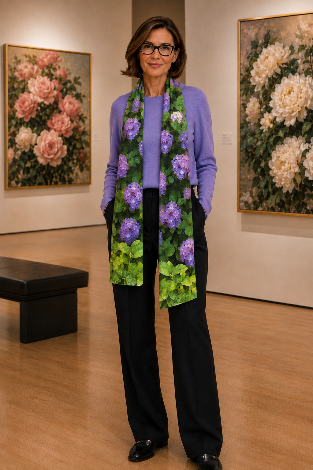 Vivienne In Knit Chiffon Scarf - Hydrangea Haven