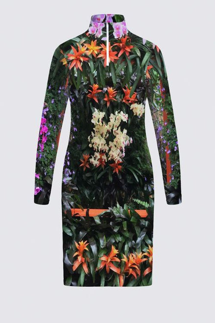 Flowers Galore Victoire Black Zip-Up Sweater Knit Dress