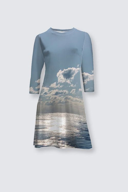 Laura Flare Dress - Birds at Sunrise