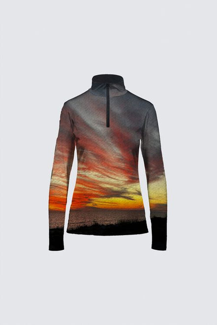 Jamie (Black Zipper) Top - Sunset at Longboat Key