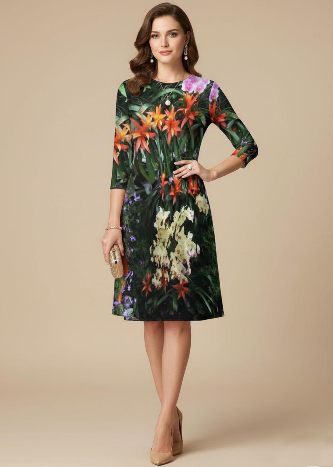 Laura Flare Dress - Flowers Galore