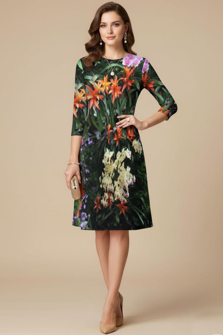 Laura Flare Dress - Flowers Galore