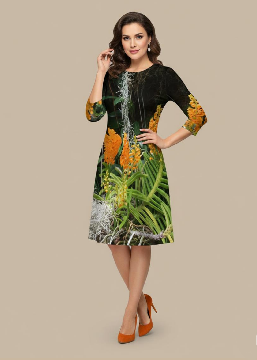 Laura Flare Dress - Luscious Tangerine