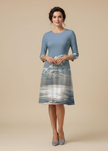 Laura Flare Dress - Birds at Sunrise