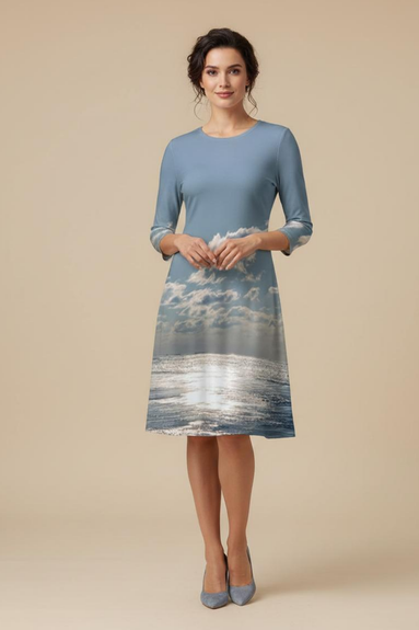 Laura Flare Dress - Birds at Sunrise