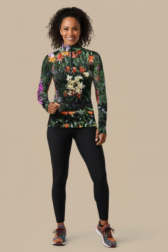 Jamie Zip Top - Flowers Galore