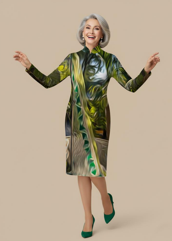 Whimsy Sail Victoire Black Zip-Up Sweater Knit Dress