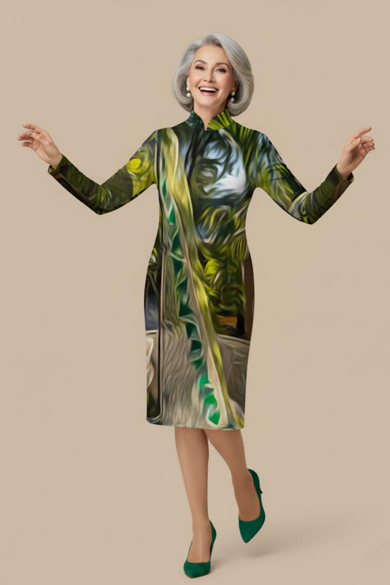 Whimsy Sail Victoire Black Zip-Up Sweater Knit Dress